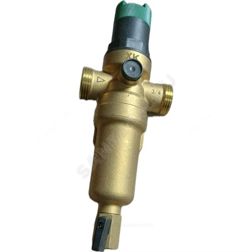 Фильтр сетчатый T-образный латунь Ду 15 Ру16 Тмакс=70 oC G1/2" НР FR06 с регулятором давления Хит Комплект FR06-1/2H