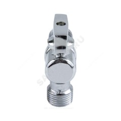 Кран шаровой латунный бытовой хром угловой 1041 G1/2" Ру10 НР бабочка без отражателя Aquasfera 1041-01