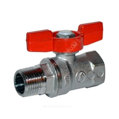 Кран шаровой латунь хром R254D Ду 25 Ру35 ВР/НР бабочка красная Giacomini R254X005
