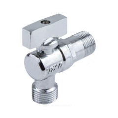 Кран шаровой латунный бытовой хром угловой 1041 G1/2"х3/4" Ру10 НР переходной бабочка без отражателя Aquasfera 1041-02