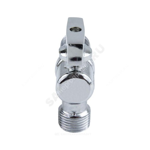 Кран шаровой латунный бытовой хром угловой 1041 G1/2"х3/4" Ру10 НР переходной бабочка без отражателя Aquasfera 1041-02
