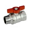 Кран шаровой латунь хром R254D Ду 32 Ру35 ВР/НР бабочка красная Giacomini R254X006