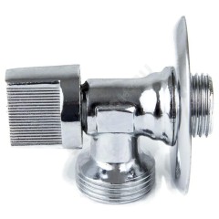 Кран шаровой латунный бытовой хром 1044 G1/2"х3/4" Ру10 НР переходной бабочка с отражателем Aquasfera 1044-01