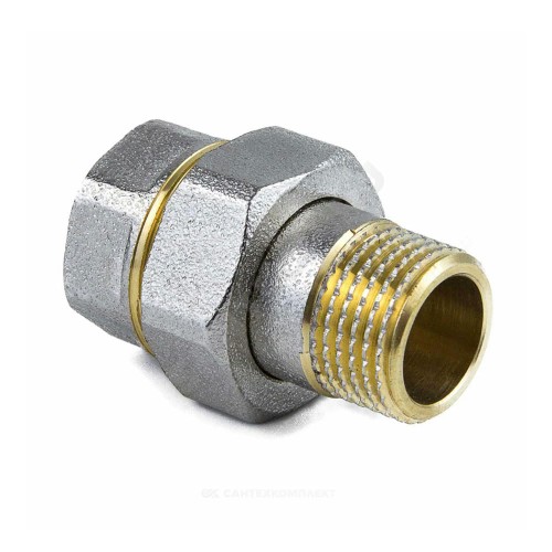 Соединитель латунь никель американка Ду 40 (1 1/2") прямой ВР/НР 9013 ГОСТ 32585-2013 Aquasfera 9013-05