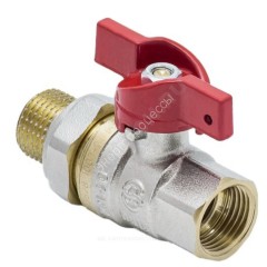Кран шаровой латунь никель 1007 Euro Ду 25 Ру25 ВР/"американка" полнопроходной бабочка красная Aquasfera 1007-03
