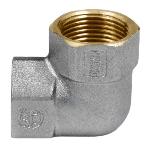 Угольник латунь никель Ду 32 (1 1/4") ВР/ВР 9001 ГОСТ 32585-2013 Aquasfera 9001-04