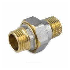 Соединитель латунь никель американка Ду 15 (1/2") прямой НР/НР 9014 ГОСТ 32585-2013 Aquasfera 9014-01