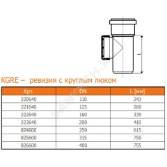 Ревизия НПВХ коричневая Дн 400 б/нап в комплекте с крышкой KGRE Ostendorf 826600