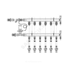 Узел коллекторный этажный латунь Ду 32 для учёта расхода ТЭ GE553-B3(D2) 1" 7 вых 1/2" Giacomini GE553Y447