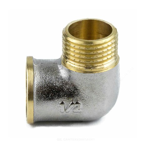 Угольник латунь никель Ду 15 (1/2") ВР/НР 9002 ГОСТ 32585-2013 Aquasfera 9002-01
