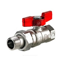 Кран шаровой латунь хром R259D Ду 25 Ру35 ВР/"американка" бабочка красная Giacomini R259X007