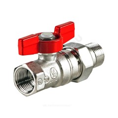 Кран шаровой латунь хром R259D Ду 25 Ру35 ВР/"американка" бабочка красная Giacomini R259X007