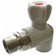 Кран шаровой PP-R серый Дн 20х1/2" НР угловой для радиатора RTP (РосТурПласт) 27828