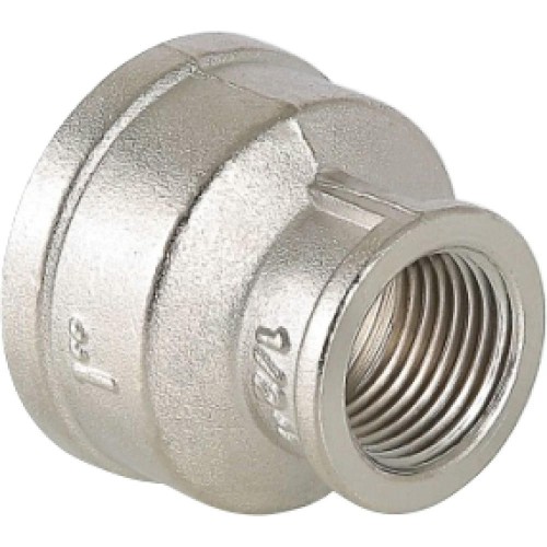 Муфта латунь никель переходная Ду 20х15 (3/4"х1/2") ВР/ВР VALFEX VF.240.N.034.012