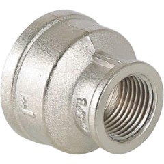 Муфта латунь никель переходная Ду 20х15 (3/4"х1/2") ВР/ВР VALFEX VF.240.N.034.012