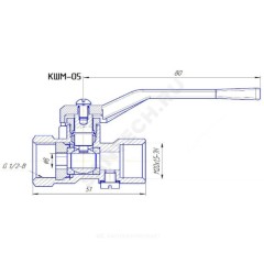 Кран для манометра шаровой латунь газ 11Б27п10 Ду 15 Ру16 ВР G1/2"-М20х1,5 с рукояткой без фланца ВИПРА КШМ-05.00.000