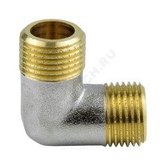 Угольник латунь никель Ду 15 (1/2") НР/НР 9003 ГОСТ 32585-2013 Aquasfera 9003-01