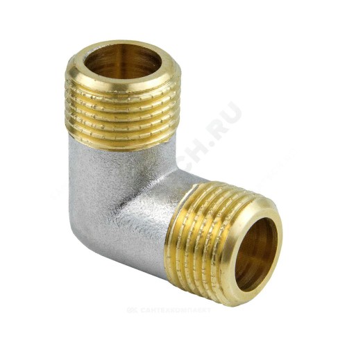 Угольник латунь никель Ду 15 (1/2") НР/НР 9003 ГОСТ 32585-2013 Aquasfera 9003-01