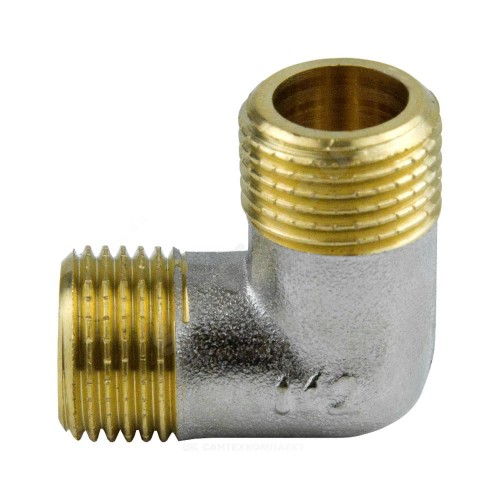 Угольник латунь никель Ду 15 (1/2") НР/НР 9003 ГОСТ 32585-2013 Aquasfera 9003-01
