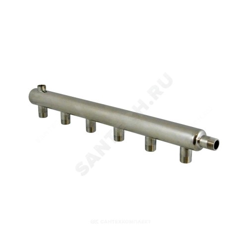 Коллектор нержавеющая сталь Ду 40 1/2" НР на 2 вых 3/4" НР м/о 50мм Элит-Металл 3290