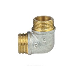 Угольник латунь никель реборда Ду 15 (1/2") НР/НР 9005 ГОСТ 32585-2013 Aquasfera 9005-01
