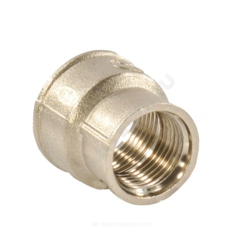 Муфта латунь никель переходная Ду 50х32 (2"х1 1/4") ВР/ВР VALFEX VF.240.N.200.114
