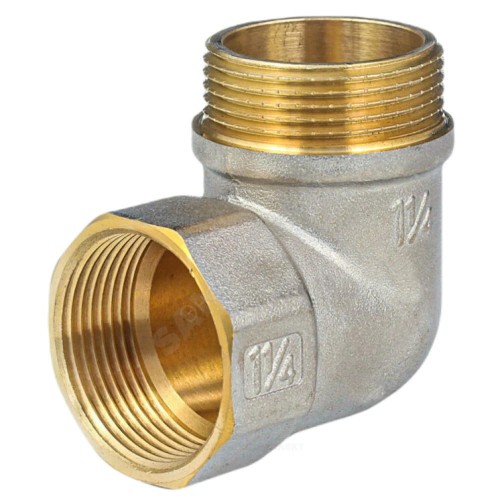 Угольник латунь никель реборда Ду 25 (1") ВР/НР 9006 ГОСТ 32585-2013 Aquasfera 9006-03