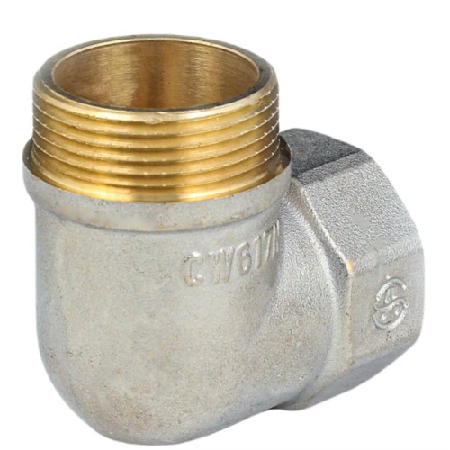 Угольник латунь никель реборда Ду 25 (1") ВР/НР 9006 ГОСТ 32585-2013 Aquasfera 9006-03