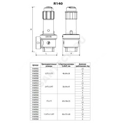 Клапан предохранительный пружинный угловой латунь R140 Ду 25х25 ВР G1"хG1" Рср=6бар 110С Giacomini R140Y049