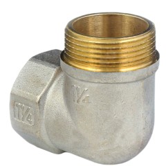 Угольник латунь никель реборда Ду 32 (1 1/4") ВР/НР 9006 ГОСТ 32585-2013 Aquasfera 9006-04