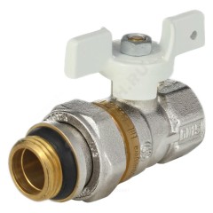 Кран шаровой латунь никель 1127 Standard Ду 20 Ру30 ВР/"американка" полнопроходной бабочка белая Aquasfera 1127-02