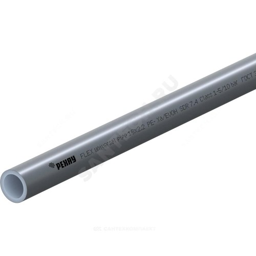 Труба PE-Xa/EVOH серая Дн 63х8,6 Ру10 Тмакс=95C L=6м flex Рехау 11304303006