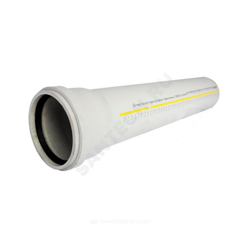Труба PP-MD с раструбом бесшумная светло-серая Skolan dB SKEM Дн 160х5,3 (DN150) б/нап L=3,0м в/к Ostendorf 337070