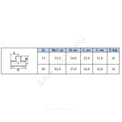 Тройник латунь никель Ду 20 (3/4") НР/НР/НР SantechSystems