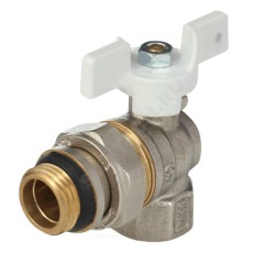 Кран шаровой латунь никель угловой 1128 Standard Ду 20 Ру30 ВР/"американка" полнопроходной бабочка белая Aquasfera 1128-02