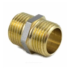 Ниппель латунь никель Ду 20 (3/4") НР 9022 ГОСТ 32585-2013 Aquasfera 9022-02