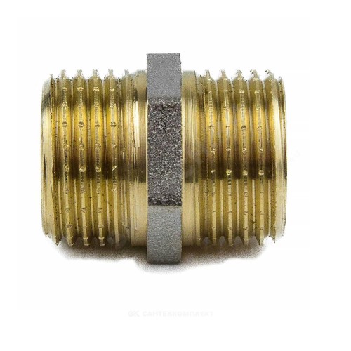 Ниппель латунь никель Ду 20 (3/4") НР 9022 ГОСТ 32585-2013 Aquasfera 9022-02