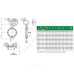 Затвор дисковый поворотный чугун VPI4448R2C-08EP Ду 50 Ру16 межфл с редуктором диск чугун манжета EPDM с концевыми выключателями Tecofi VPI4448R2C-08EP0050