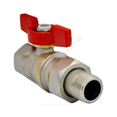 Кран шаровой латунь никель R919 Ду 25Дн 16х32 Ру35 ВР/"американка" полнопроходной бабочка красная шар DADO переходн Giacomini R919X008