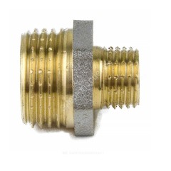 Ниппель латунь никель переходной Ду 20х15 (3/4"х1/2") НР 9023 ГОСТ 32585-2013 Aquasfera 9023-03