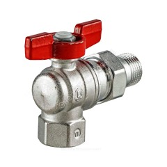 Кран шаровой латунь хром угловой R789 Ду 25 Ру16 ВР/"американка" полнопроходной бабочка красная Giacomini R789X007