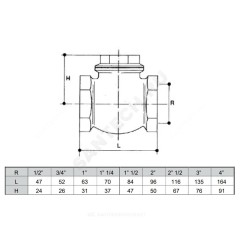 Клапан обратный латунь поворотный 51 Ду 20 Ру10 ВР 3/4" диск металл Icma 83051AE05