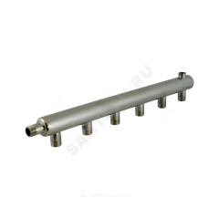 Коллектор нержавеющая сталь Ду 40 1 1/4" НР на 6 вых 3/4" НР м/о 50мм Элит-Металл 3354