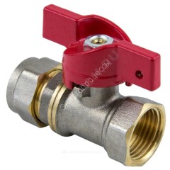 Кран шаровой латунь никель 1016 Euro Дн 16х1/2" Ру16 ВР/обжим бабочка красная Aquasfera 1016-01