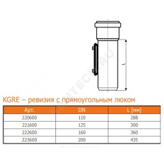 Ревизия НПВХ коричневая Дн 160 б/нап с прямоугольной крышкой KGRE Ostendorf 222600