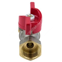 Кран шаровой латунь никель 1016 Euro Дн 20х1/2" Ру16 ВР/обжим бабочка красная Aquasfera 1016-02