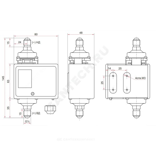 Реле давления РДД-2Р 0.5-4бар G1/4" 220В IP42 110C Росма 00000004013