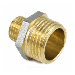 Ниппель латунь никель переходной Ду 40х32 (1 1/2"х1 1/4") НР 9023 ГОСТ 32585-2013 Aquasfera 9023-11