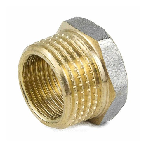 Футорка латунь никель Ду 15х10 (1/2"х3/8") НР/ВР 9024 ГОСТ 32585-2013 Aquasfera 9024-01