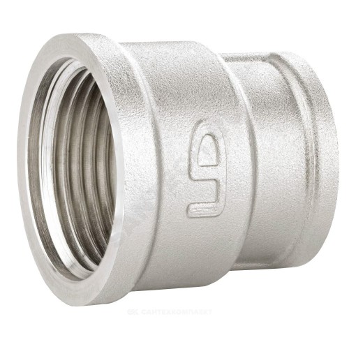 Муфта латунь никель переходная Ду 20х15 (3/4"х1/2") ВР LD LD.67.516.20х15